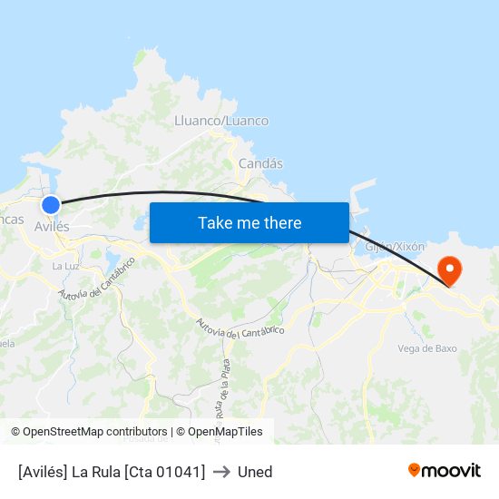 [Avilés]  La Rula [Cta 01041] to Uned map