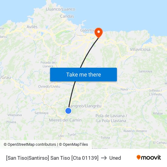 [San Tiso|Santirso]  San Tiso [Cta 01139] to Uned map