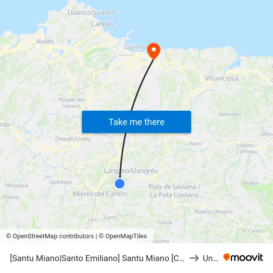 [Santu Miano|Santo Emiliano]  Santu Miano [Cta 01167] to Uned map