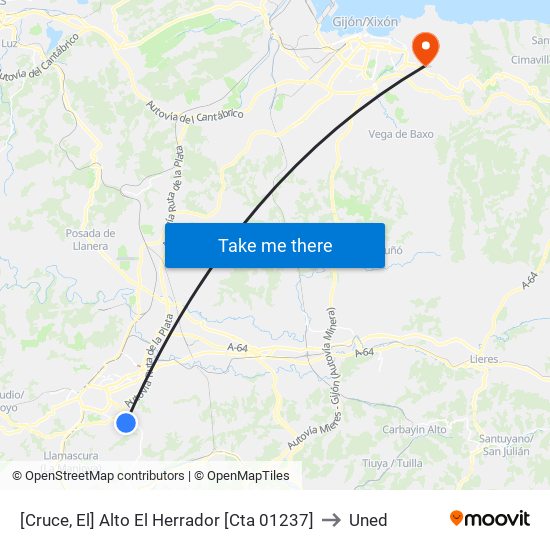 [Cruce, El]  Alto El Herrador [Cta 01237] to Uned map