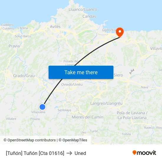 [Tuñón]  Tuñón [Cta 01616] to Uned map