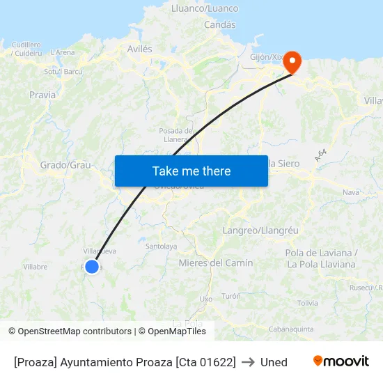 [Proaza]  Ayuntamiento Proaza [Cta 01622] to Uned map