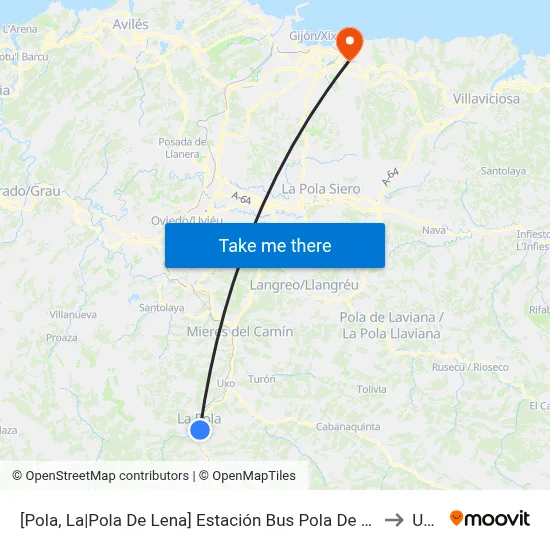 [Pola, La|Pola De Lena]  Estación Bus Pola De Lena [Cta 01659] to Uned map