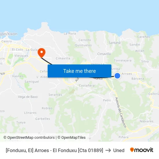 [Fonduxu, El]  Arroes - El Fonduxu [Cta 01889] to Uned map