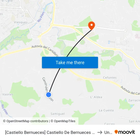 [Castiello Bernueces]  Castiello De Bernueces [Cta 02026] to Uned map