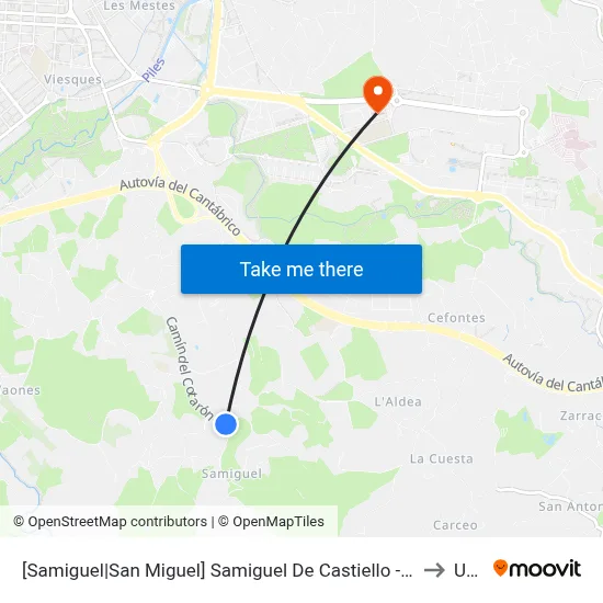 [Samiguel|San Miguel]  Samiguel De Castiello - La Nisal [Cta 02028] to Uned map
