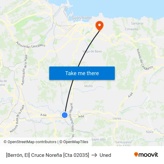 [Berrón, El]  Cruce Noreña [Cta 02035] to Uned map