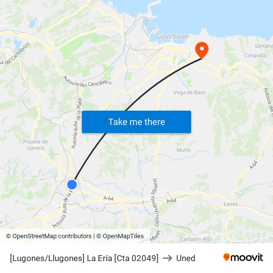 [Lugones/Llugones]  La Ería [Cta 02049] to Uned map