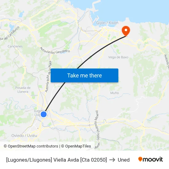 [Lugones/Llugones]  Viella Avda [Cta 02050] to Uned map
