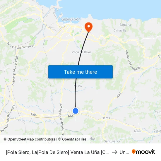 [Pola Siero, La|Pola De Siero]  Venta La Uña [Cta 02096] to Uned map