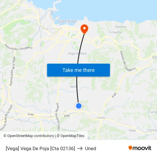 [Vega]  Vega De Poja [Cta 02136] to Uned map