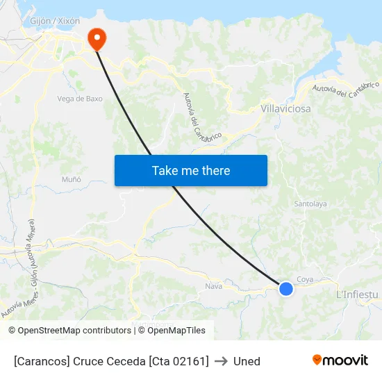 [Carancos]  Cruce Ceceda [Cta 02161] to Uned map