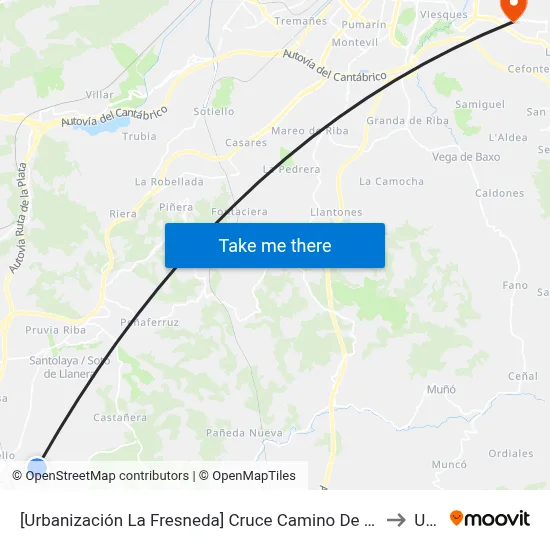 [Urbanización La Fresneda]  Cruce Camino De La Suerte [Cta 02464] to Uned map