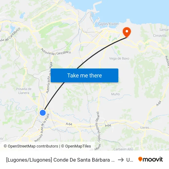 [Lugones/Llugones]  Conde De Santa Bárbara 12 [Cta 02470] to Uned map