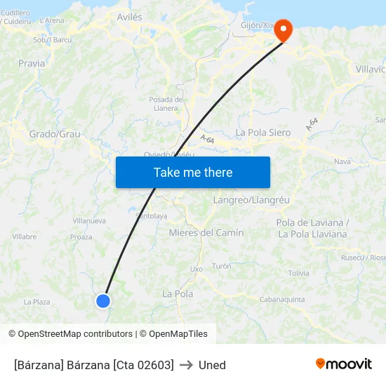 [Bárzana]  Bárzana [Cta 02603] to Uned map