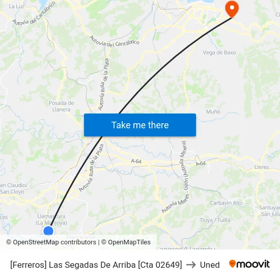 [Ferreros]  Las Segadas De Arriba [Cta 02649] to Uned map