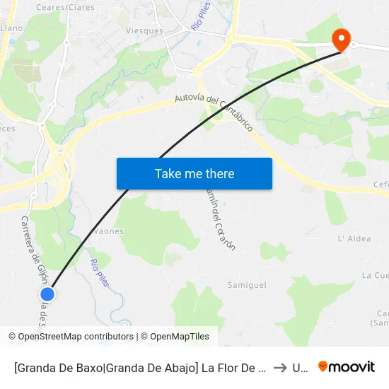 [Granda De Baxo|Granda De Abajo]  La Flor De Granda [Cta 02841] to Uned map