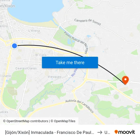 [Gijón/Xixón]  Inmaculada - Francisco De Paula [Cta 02858] to Uned map