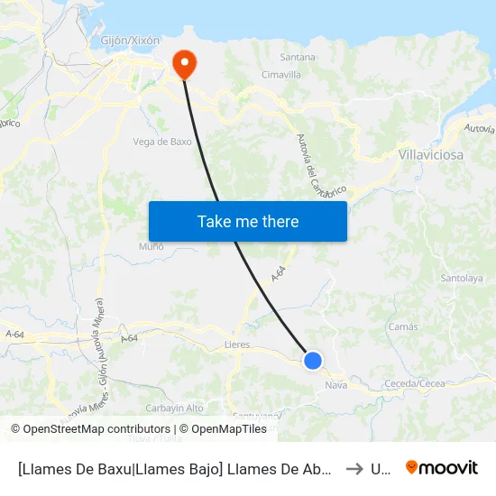 [Llames De Baxu|Llames Bajo]  Llames De Abajo [Cta 02884] to Uned map