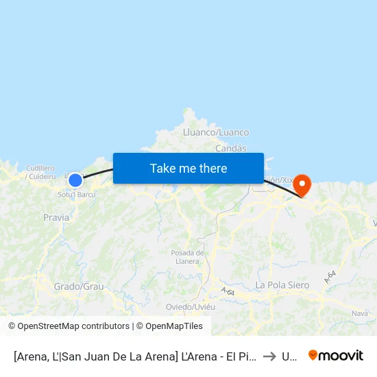 [Arena, L'|San Juan De La Arena]  L'Arena - El Pico [Cta 02919] to Uned map