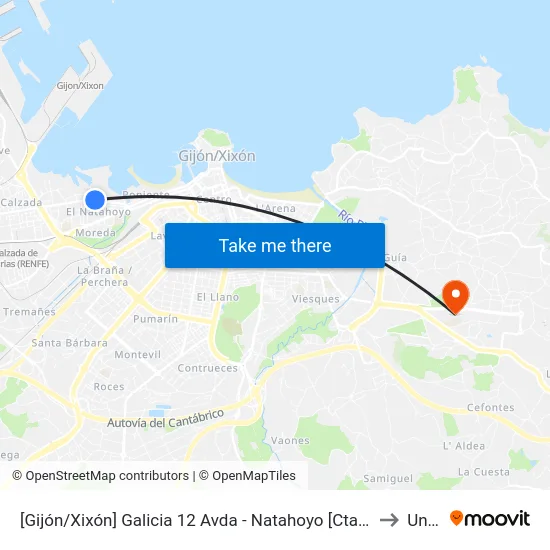 [Gijón/Xixón]  Galicia 12 Avda - Natahoyo [Cta 02927] to Uned map