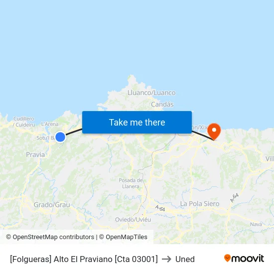 [Folgueras]  Alto El Praviano [Cta 03001] to Uned map