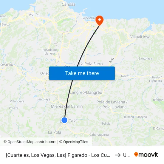 [Cuarteles, Los|Vegas, Las]  Figaredo - Los Cuarteles [Cta 03214] to Uned map