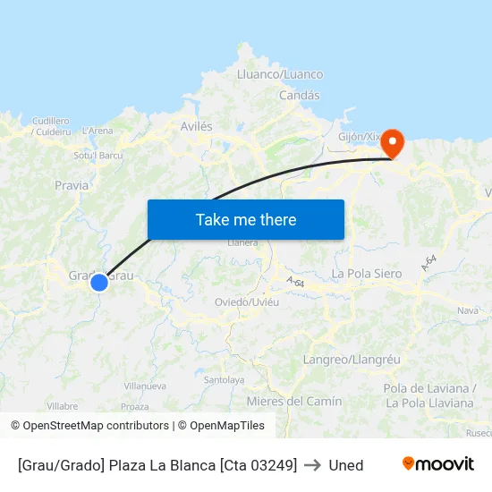 [Grau/Grado]  Plaza La Blanca [Cta 03249] to Uned map