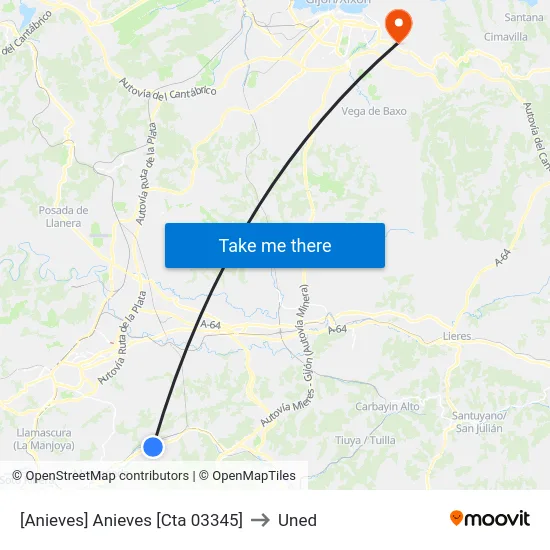 [Anieves]  Anieves [Cta 03345] to Uned map