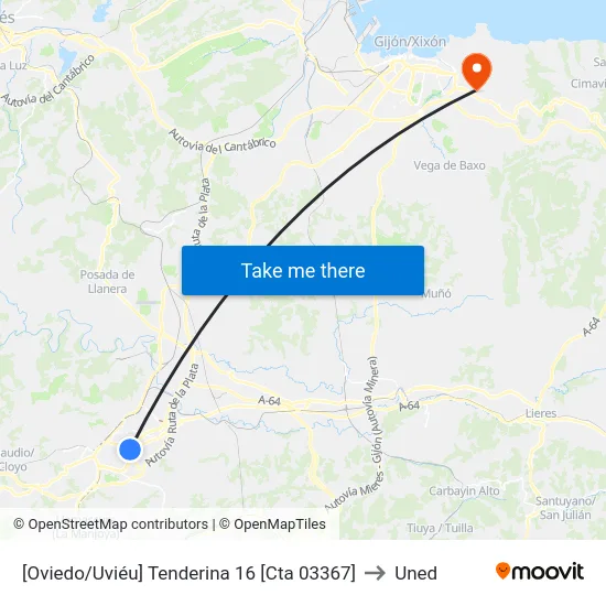 [Oviedo/Uviéu]  Tenderina 16 [Cta 03367] to Uned map