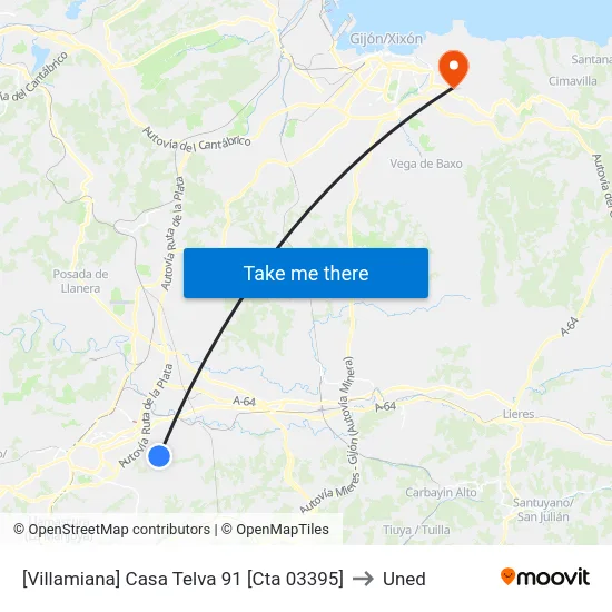 [Villamiana]  Casa Telva 91 [Cta 03395] to Uned map