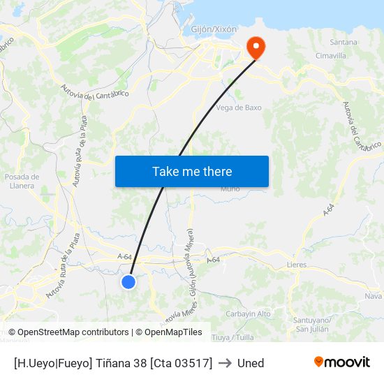 [H.Ueyo|Fueyo]  Tiñana 38 [Cta 03517] to Uned map