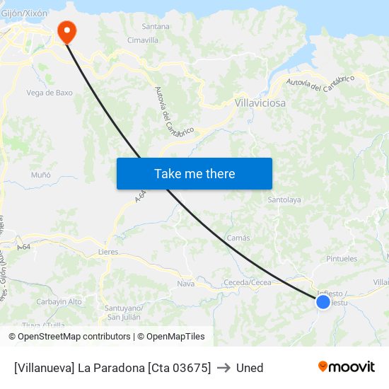 [Villanueva]  La Paradona [Cta 03675] to Uned map