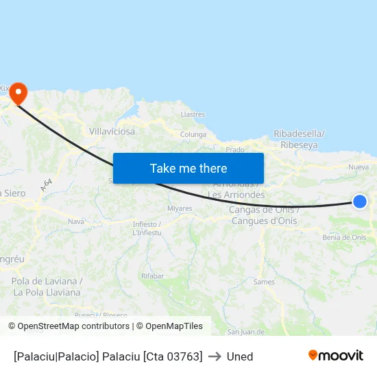 [Palaciu|Palacio]  Palaciu [Cta 03763] to Uned map