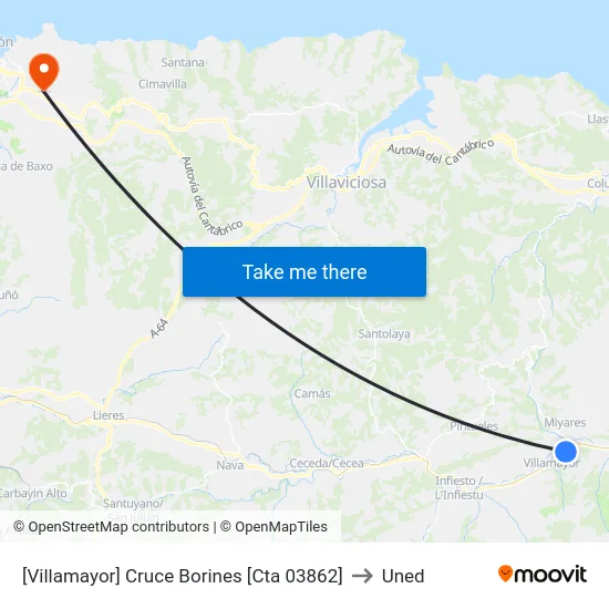 [Villamayor]  Cruce Borines [Cta 03862] to Uned map