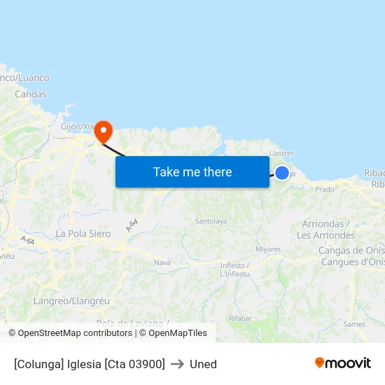 [Colunga]  Iglesia [Cta 03900] to Uned map