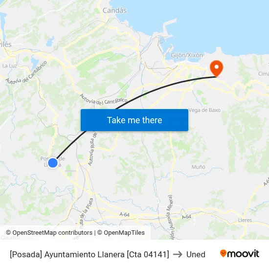 [Posada]  Ayuntamiento Llanera [Cta 04141] to Uned map