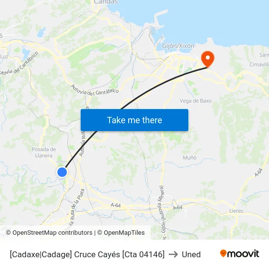 [Cadaxe|Cadage]  Cruce Cayés [Cta 04146] to Uned map