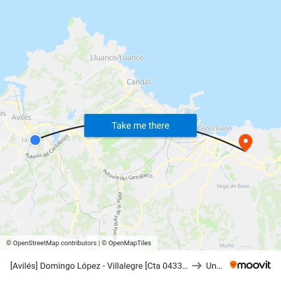 [Avilés]  Domingo López - Villalegre [Cta 04332] to Uned map