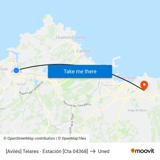 [Avilés]  Telares - Estación [Cta 04368] to Uned map