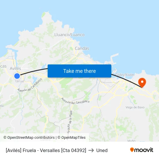 [Avilés]  Fruela - Versalles [Cta 04392] to Uned map