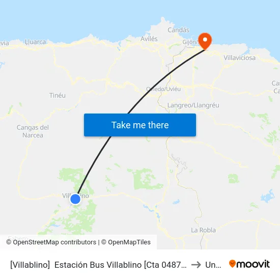 [Villablino]  Estación Bus Villablino [Cta 04875] to Uned map