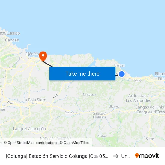 [Colunga]  Estación Servicio Colunga [Cta 05113] to Uned map