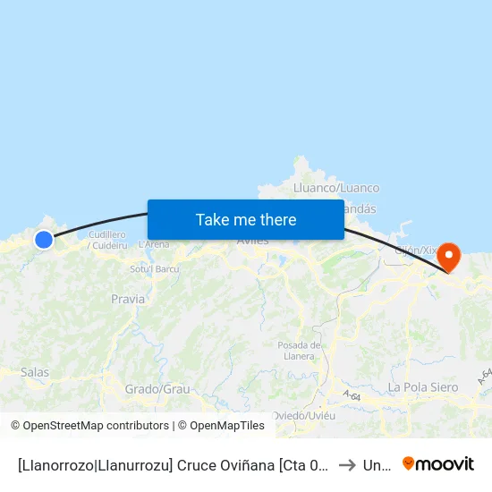 [Llanorrozo|Llanurrozu]  Cruce Oviñana [Cta 05171] to Uned map