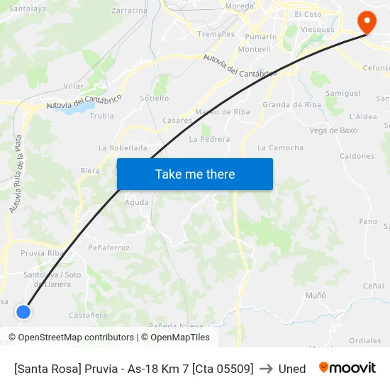 [Santa Rosa]  Pruvia - As-18 Km 7 [Cta 05509] to Uned map