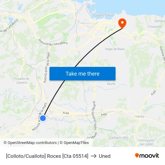 [Colloto/Cualloto]  Roces [Cta 05514] to Uned map