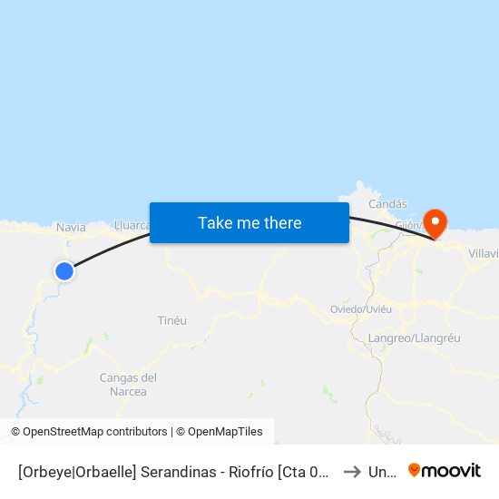 [Orbeye|Orbaelle]  Serandinas - Riofrío [Cta 05785] to Uned map