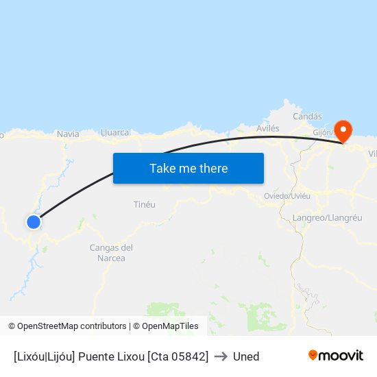 [Lixóu|Lijóu]  Puente Lixou [Cta 05842] to Uned map