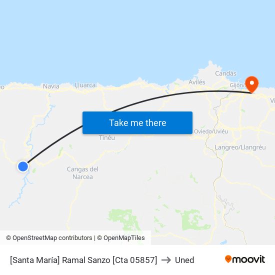[Santa María]  Ramal Sanzo [Cta 05857] to Uned map