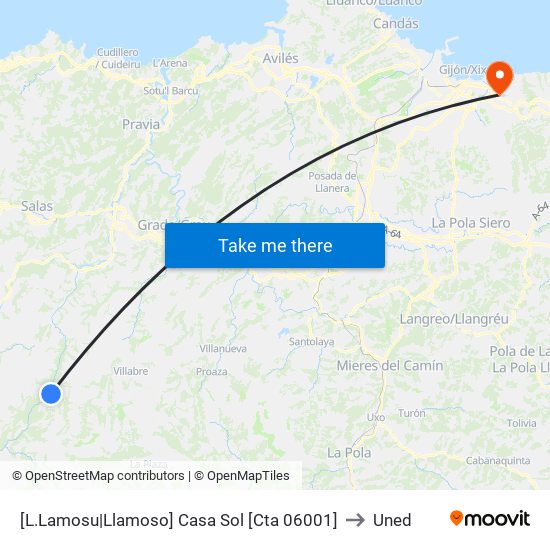 [L.Lamosu|Llamoso]  Casa Sol [Cta 06001] to Uned map